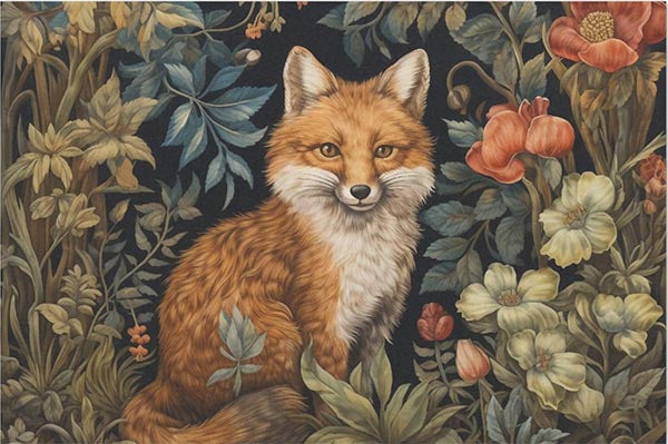 Decoupage Tissue Paper - William Morris Inspired Fox Forest (50.8cm x 76.2cm) - Rustic Farmhouse Charm