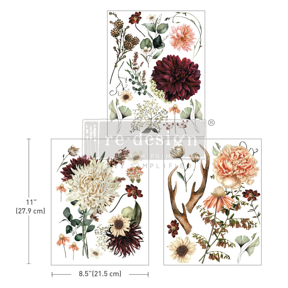 Redesign Middy Transfer - WILLOW WAY (3 sheets, each 21.59cm x 27.94cm) - Rustic Farmhouse Charm