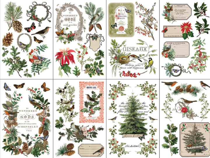 NEW! IOD Transfer Pad - WINTER BOTANIST (set of eight 8"x12" sheets) - Rustic Farmhouse Charm