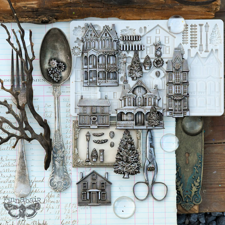 NEW! Finnabair Mould - WINTER TOWN (5" x 8")