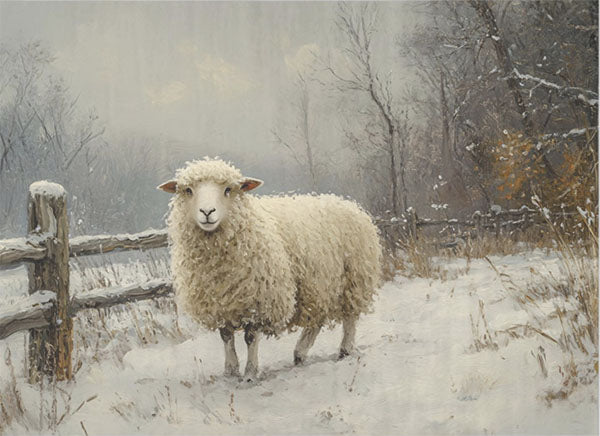 Decoupage Tissue Paper - Winter Woolly Sheep (53.34cm x 73.66cm) - Rustic Farmhouse Charm