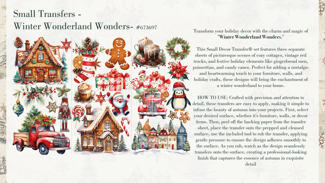 Redesign Small Transfer - WINTER WONDERLAND WONDERS (3 sheets, each 15.24cm x 30.48cm)