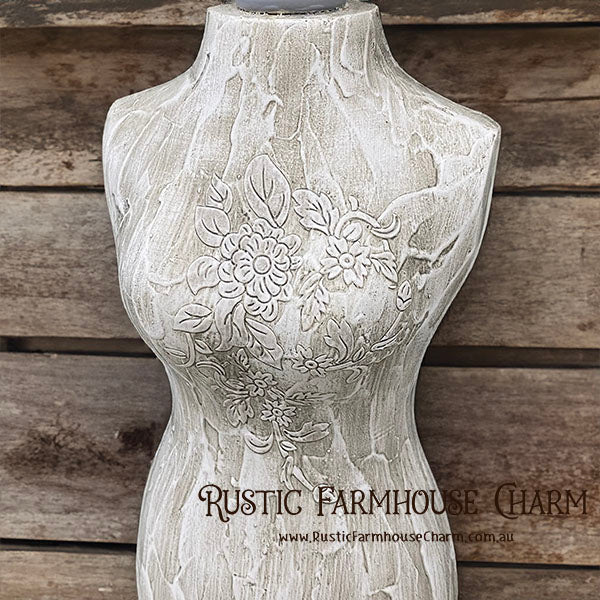 Vintage-style Dress Form with Floral Carving (80cm tall)