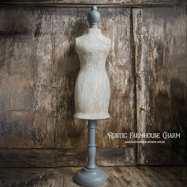 Vintage-style Dress Form with Floral Carving (80cm tall)