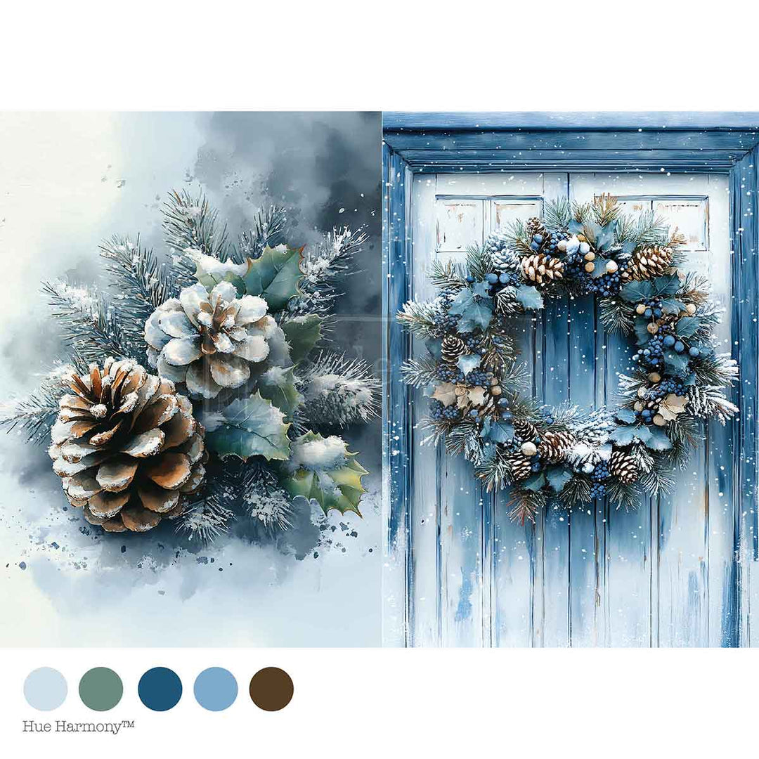NEW! Redesign A4 Decoupage Fibre Paper - WREATH OF WHISPERS - Rustic Farmhouse Charm