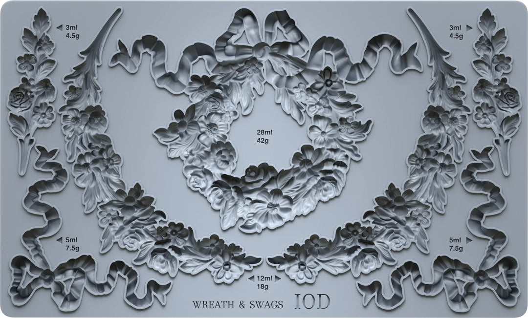 NEW! IOD Mould - WREATH & SWAGS (6"x10", 15.24cm x 25.4cm) - Rustic Farmhouse Charm