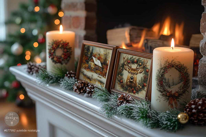 NEW! Redesign Middy Transfer - YULETIDE NOSTALGIA (4 sheets, each 21.59cm x 27.94cm) - Rustic Farmhouse Charm