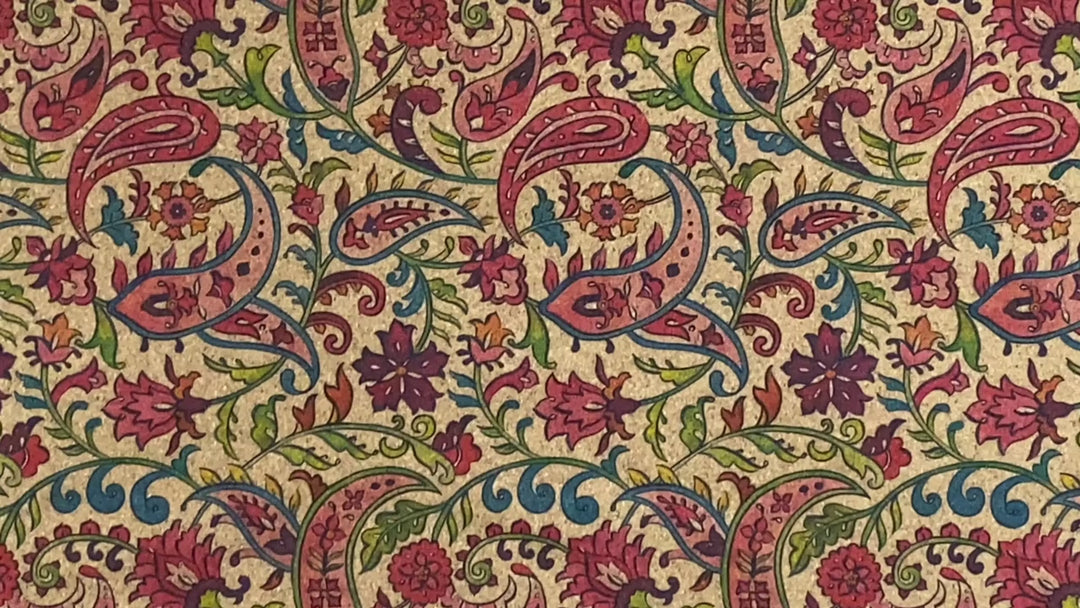 Adhesive Cork Fabric - PAISLEY PETALS