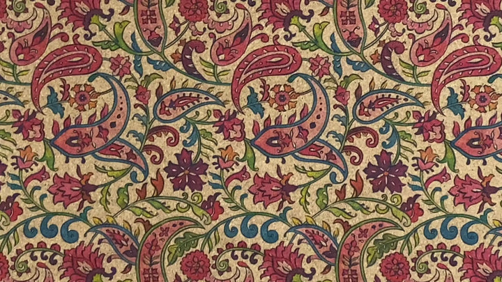 Adhesive Cork Fabric - PAISLEY PETALS