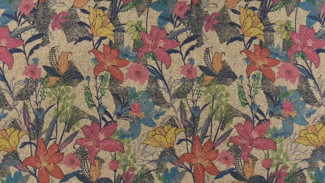 Adhesive Cork Fabric - VIBRANT FLORALS