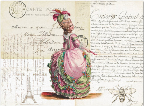 Decoupage Tissue Paper - Victorian Noble Lady Postcard (43.18cm x 58.42cm) - Rustic Farmhouse Charm