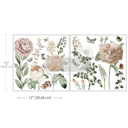 NEW! Redesign Maxi Transfer - AN AFTERNOON IN THE GARDEN (2 sheets, each 30.48cm x 30.48cm) - Rustic Farmhouse Charm