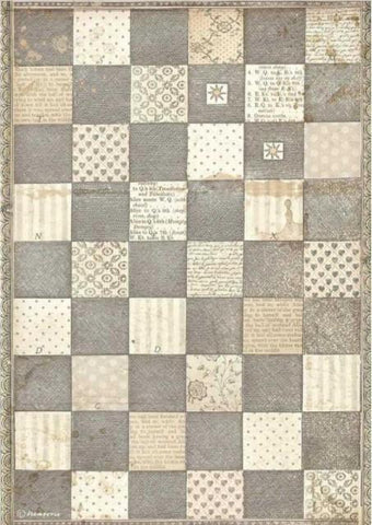 ALICE CHESSBOARD Rice Paper by Stamperia (A4) - Rustic Farmhouse Charm