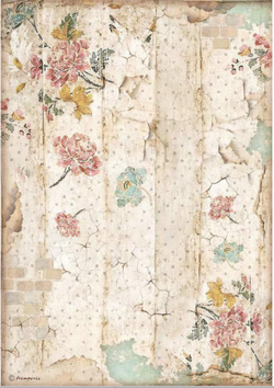 ALICE WALL TEXTURE Rice Paper by Stamperia (A4) - Rustic Farmhouse Charm