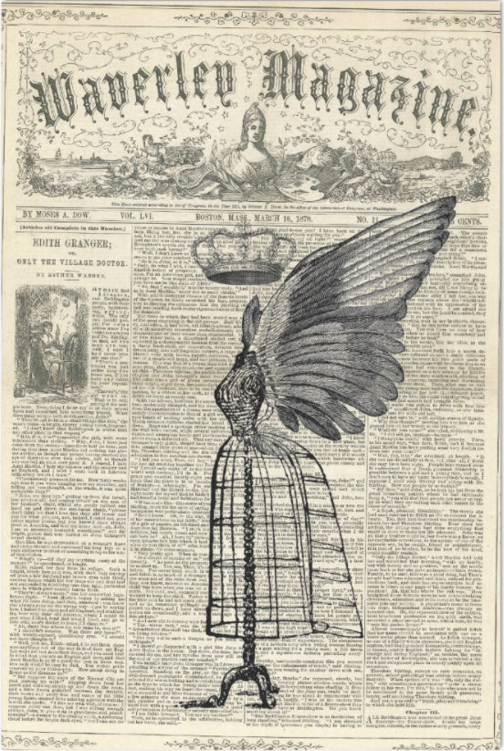 Decoupage Tissue Paper - Vintage Mannequin Newspaper Collage (50.8cm x 76.2cm) - Rustic Farmhouse Charm