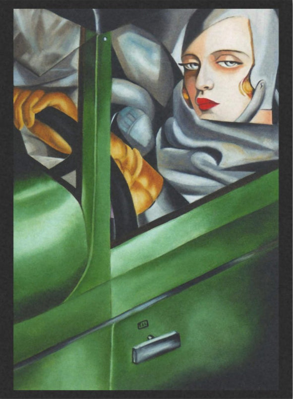 Decoupage Tissue Paper - Art Deco Lady in Green Car (43.18cm x 58.42cm) - Rustic Farmhouse Charm