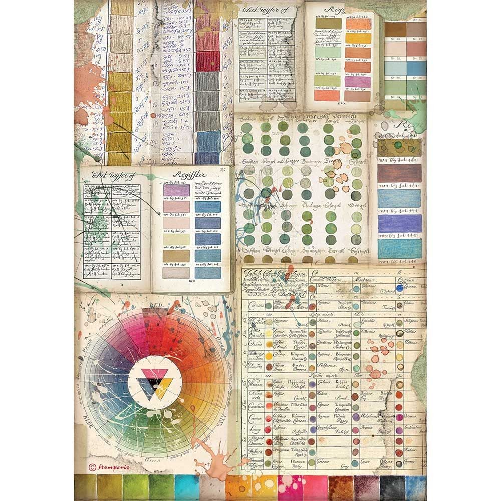 ATELIER PANTONE CHARTS Rice Paper by Stamperia (A4) - Rustic Farmhouse Charm