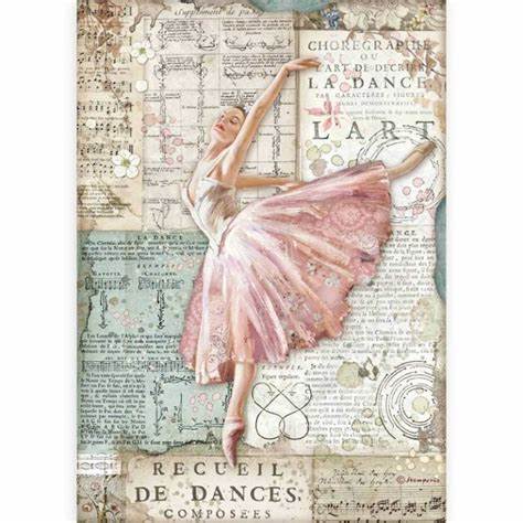 BALLERINA DANCER Rice Paper by Stamperia (A4) - Rustic Farmhouse Charm