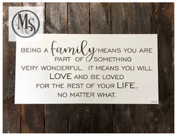 BEING A FAMILY Stencil by Muddaritaville 55.88cm x 24.38cm - Rustic Farmhouse Charm