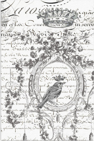 Decoupage Tissue Paper - Bird Crown Script Collage (50.8cm x 76.2cm) - Rustic Farmhouse Charm