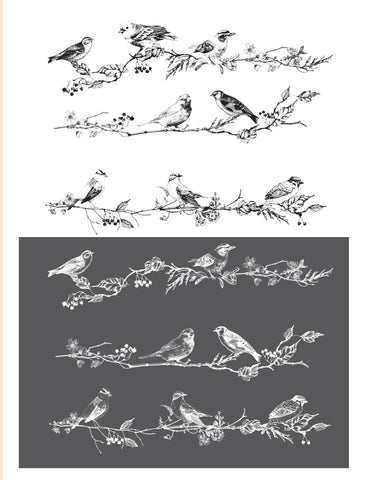 BIRDS & BERRIES Redesign Transfer (86.36cm x 60.96cm) - Rustic Farmhouse Charm
