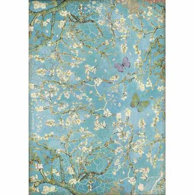 BLOSSOM BUTTERFLIES Rice Paper by Stamperia (A4) - Rustic Farmhouse Charm