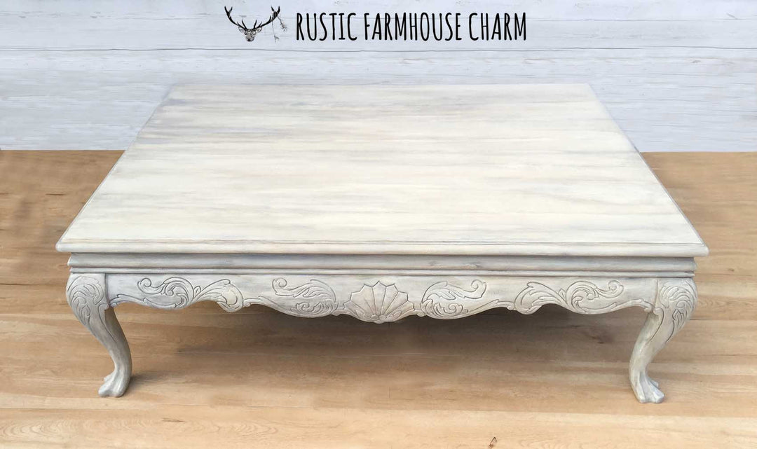 Huge Grandiose Carved Coffee Table - Rustic Farmhouse Charm