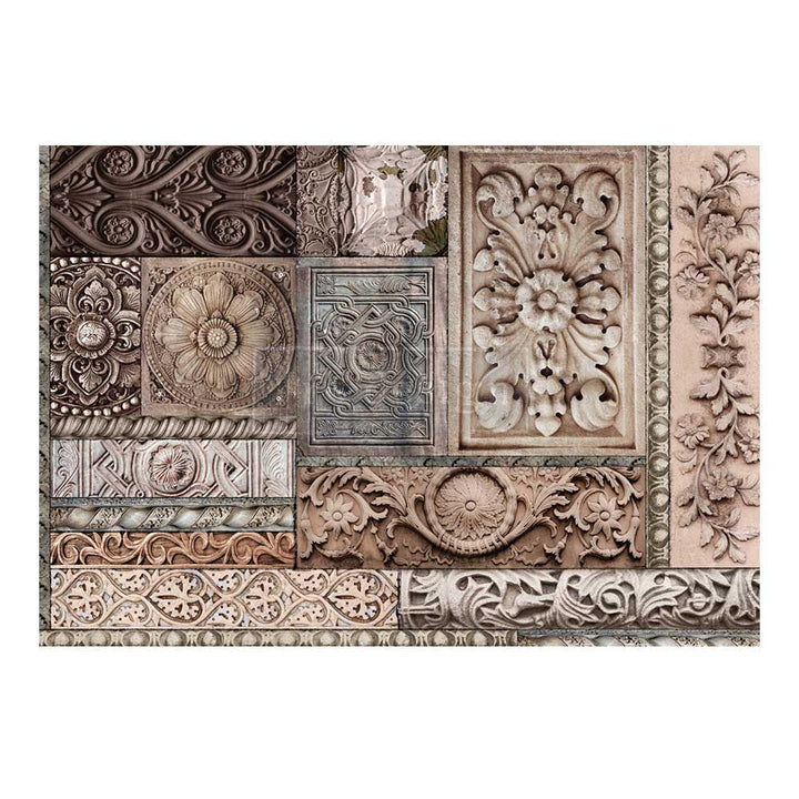 NEW! CARVED STONEWORK Redesign A1 Decoupage Fibre Paper (59.44cm x 84.07cm) - Rustic Farmhouse Charm