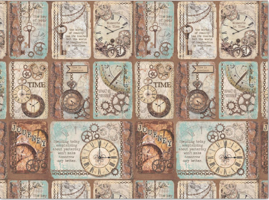 Decoupage Tissue Paper - Clocks & Gears (43.18cm x 58.42cm) - Rustic Farmhouse Charm