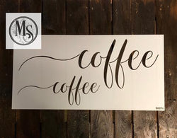 COFFEE SCRIPT Stencil by Muddaritaville (Sheet size: 55.9cm x 33cm) - Rustic Farmhouse Charm