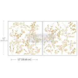 NEW! Redesign Maxi Transfer - DAINTY BLOOMS (2 sheets, each 30.48cm x 30.48cm) - Rustic Farmhouse Charm
