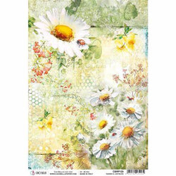 DAISIES & LADYBUGS Rice Paper by CiaoBella (A4) - Rustic Farmhouse Charm