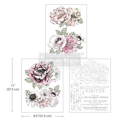 NEW! DESERT ROSE Redesign Middy Transfer (3 sheets, each 21.59cm x 27.94cm) - Rustic Farmhouse Charm