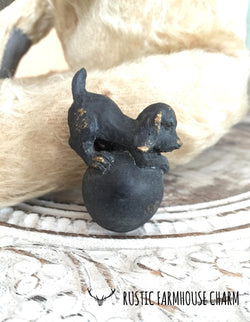 KNOB - Playful Puppy on Ball - Rustic Farmhouse Charm