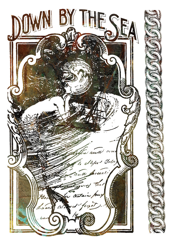 DOWN BY THE SEA Redesign Transfer (55.88cm x 76.2cm) - Rustic Farmhouse Charm