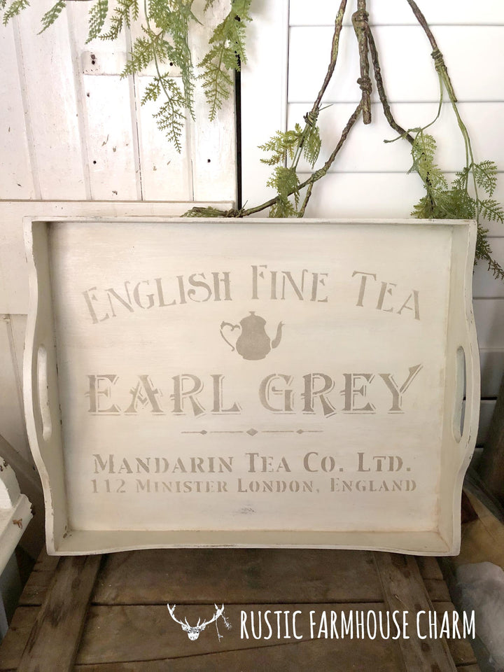 Earl Grey English Tea Tray - Rustic Farmhouse Charm