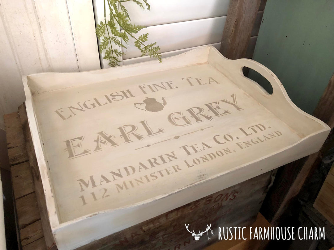 Earl Grey English Tea Tray - Rustic Farmhouse Charm