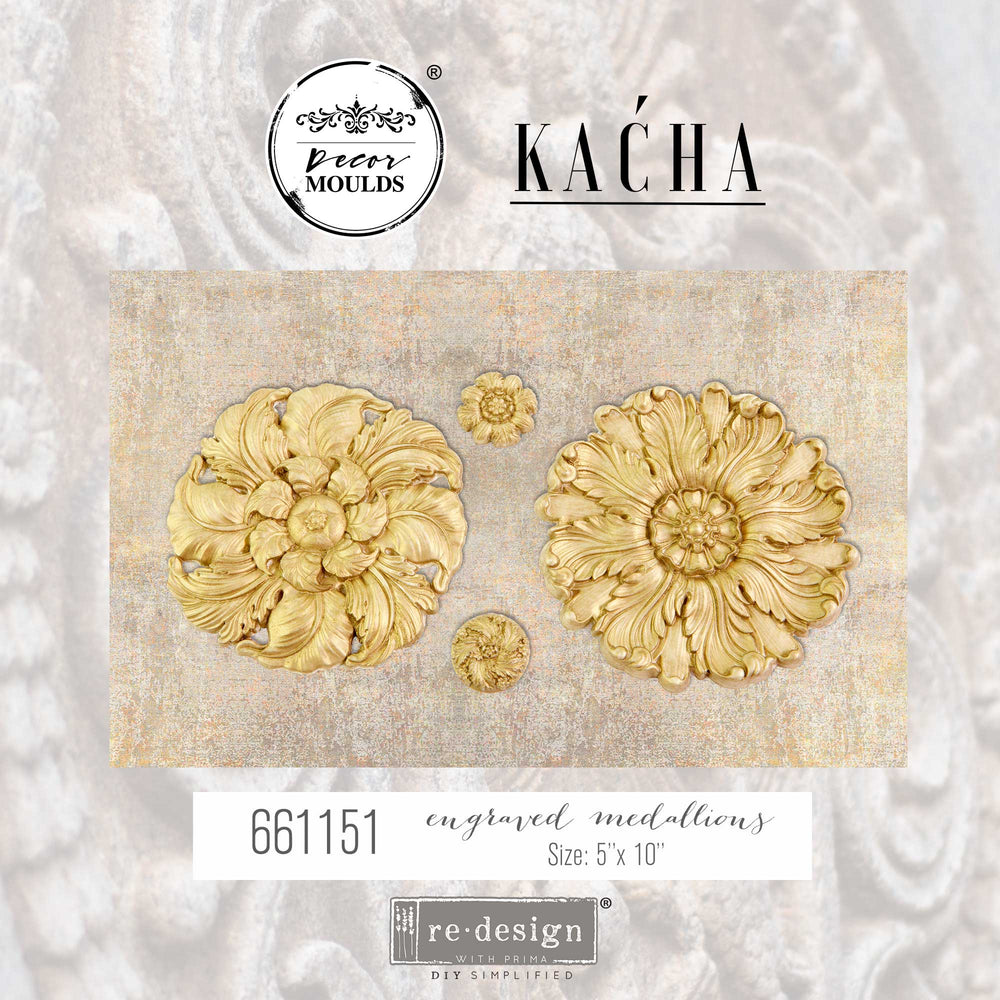 NEW! Kacha's ENGRAVED MEDALLIONS Mould by Redesign - Rustic Farmhouse Charm