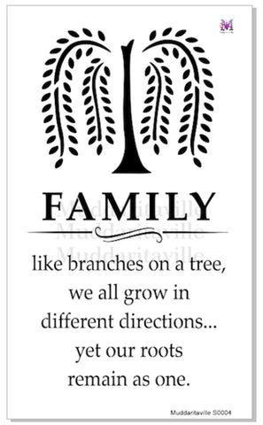 FAMILY TREE Stencil by Muddaritaville (Sheet size: 28.58cm x 48.26cm) - Rustic Farmhouse Charm