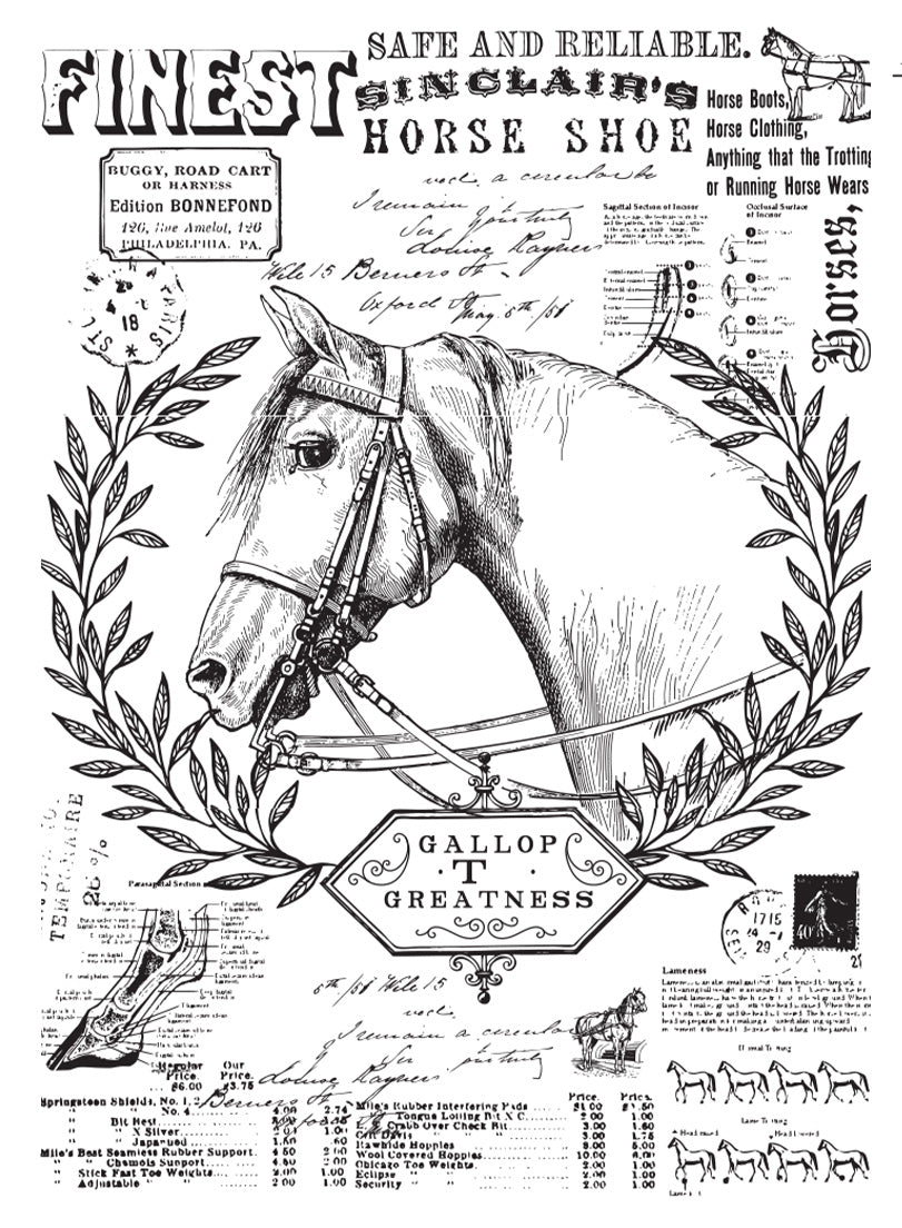 FINE HORSEMAN Redesign Transfer (86.36cm x 60.96cm) - Rustic Farmhouse Charm