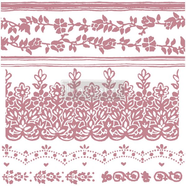 FLORAL BORDERS Redesign Décor Stamp 12"x12" - Rustic Farmhouse Charm