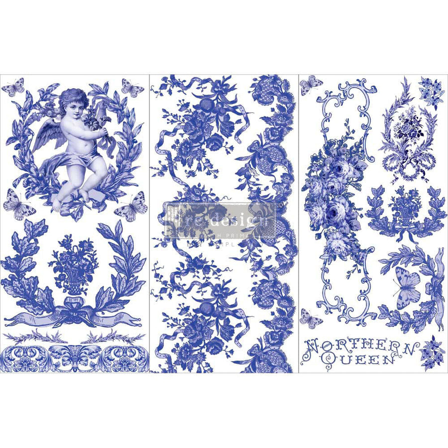 FRENCH BLUE Redesign Transfer (3 sheets, each 15.24cm x 30.48cm) - Rustic Farmhouse Charm