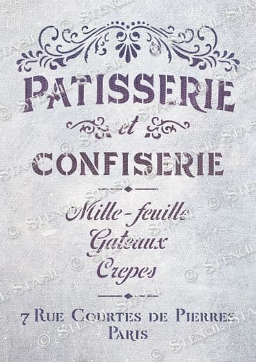 Stencil - French Patisserie (A4) - Rustic Farmhouse Charm