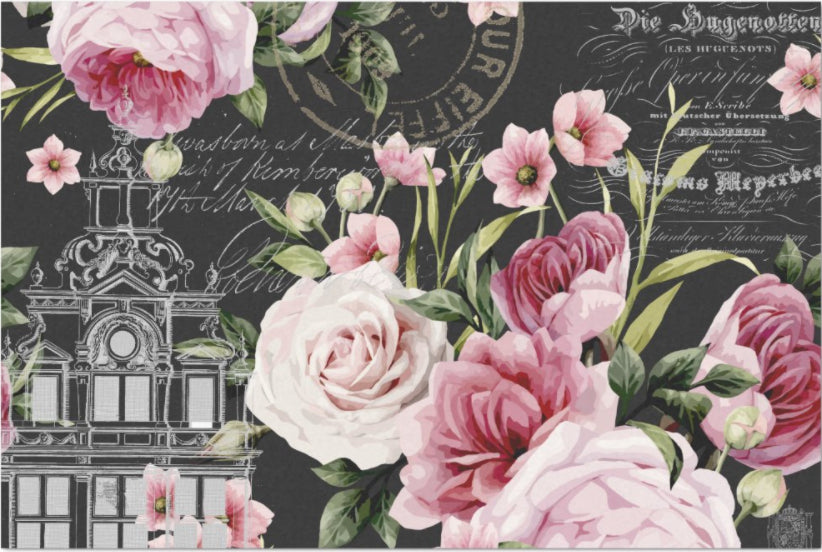 Decoupage Tissue Paper - French Pink Roses (50.8cm x 76.2cm) - Rustic Farmhouse Charm
