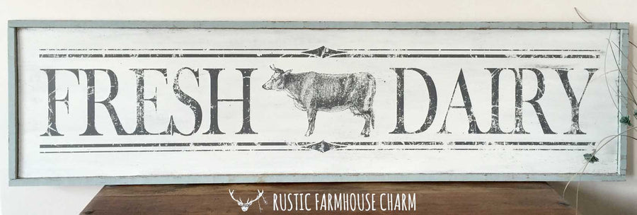 Rustic "Fresh Dairy" Wooden Sign - Rustic Farmhouse Charm