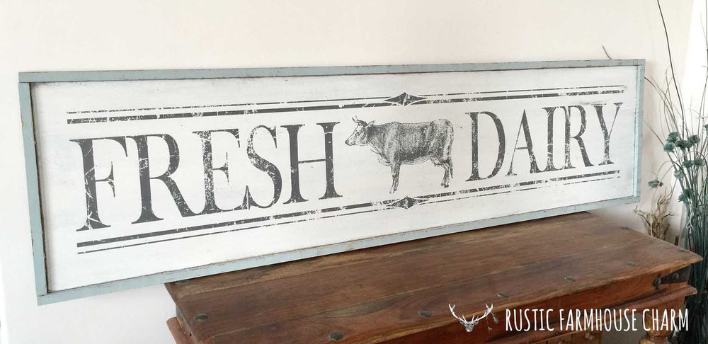 Rustic "Fresh Dairy" Wooden Sign - Rustic Farmhouse Charm