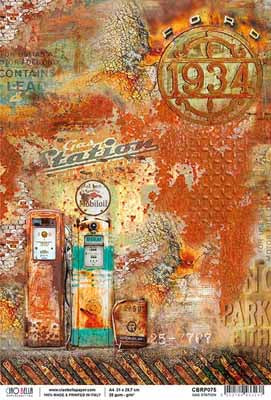 GAS STATION Rice Paper by CiaoBella (A4) - Rustic Farmhouse Charm