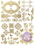 Redesign Transfer - Gilded Baroque Scrollwork (Gold-Foiled) - Rustic Farmhouse Charm