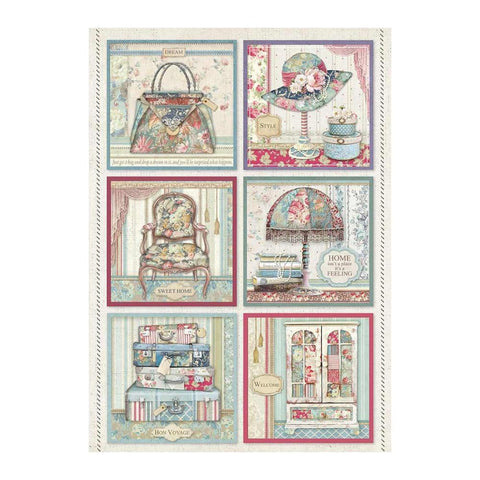 GRAND HOTEL PACKED CARDS Rice Paper by Stamperia (A4) - Rustic Farmhouse Charm