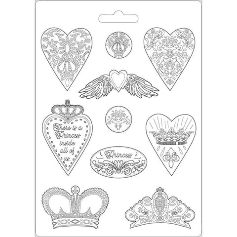HEARTS & CROWNS Soft Maxi Mould by Stamperia (A4) - Rustic Farmhouse Charm